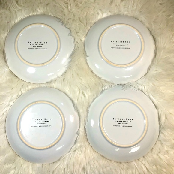 Pottery Barn Cocktail Plates Set of 4 Vintage Art Deco - Picture 7 of 8